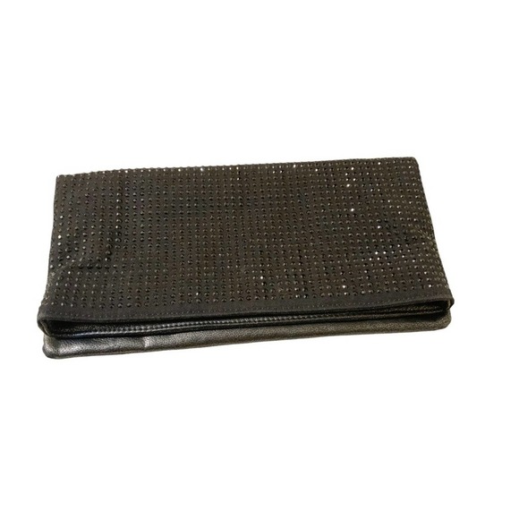 BCBGeneration Beaded Envelope Fold-over Clutch Gunmetal Magnetic Closure - Picture 2 of 8